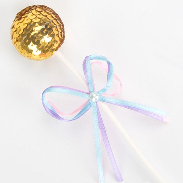 Ribbon Bow Sequin Ball Cake Party Dessert Inserted Card