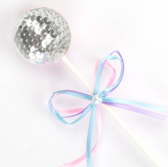 Ribbon Bow Sequin Ball Cake Party Dessert Inserted Card