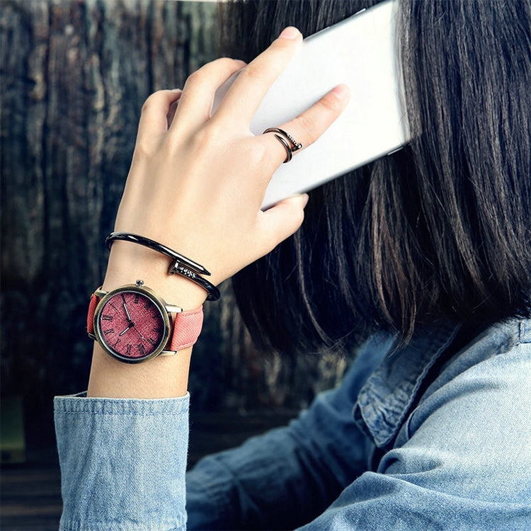 Denim Design Leather Strap Quartz Watches for Women