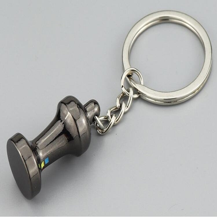 Creative Coffee Appliance Keychain Metal 3D Mini Coffee Pot Pendant, Color:Powder Hammer Black