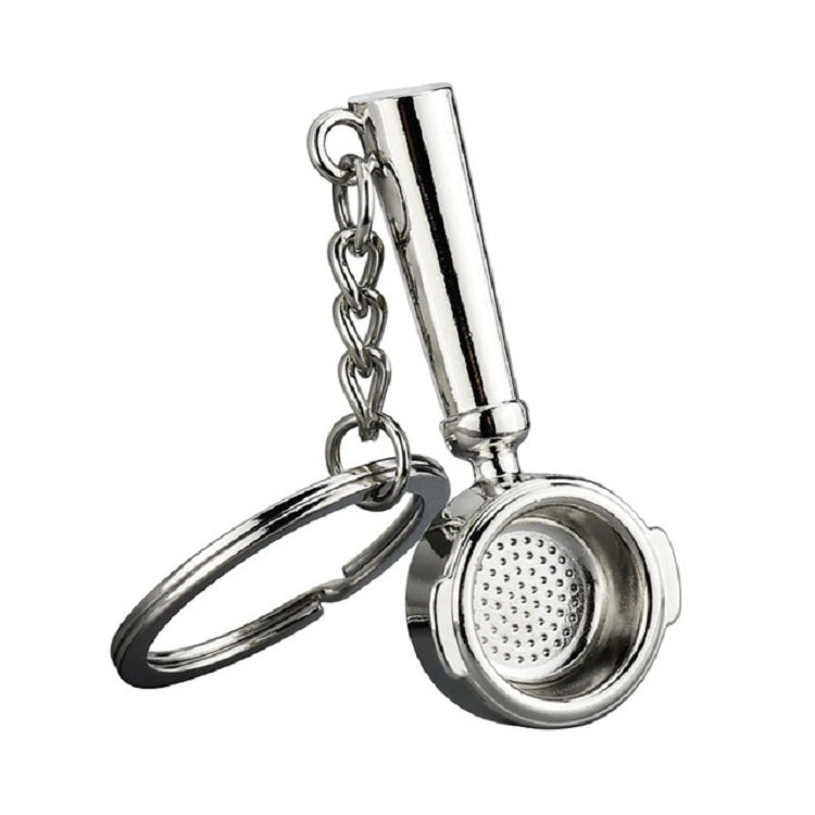 Creative Coffee Appliance Keychain Metal 3D Mini Coffee Pot Pendant, Color:Coffee Colander Nickel
