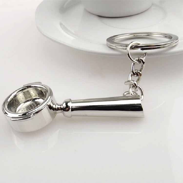 Creative Coffee Appliance Keychain Metal 3D Mini Coffee Pot Pendant, Color:Coffee Colander Nickel
