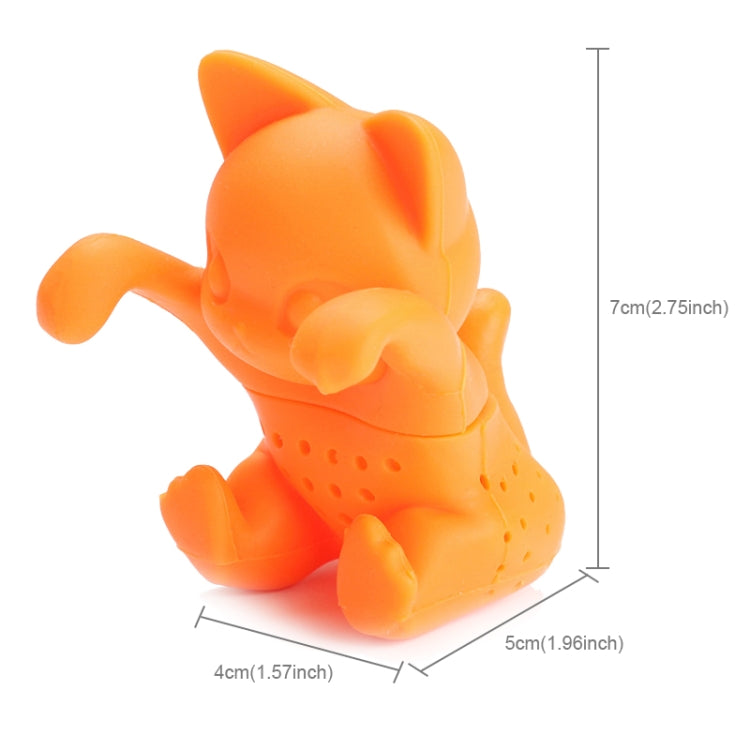 Cute Silicone Cat Filter Reusable Strainer Spice Loose Tea Leaf Herbal Tool(Orange)