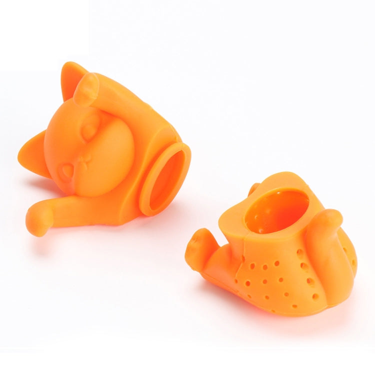 Cute Silicone Cat Filter Reusable Strainer Spice Loose Tea Leaf Herbal Tool(Orange)