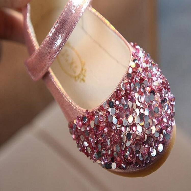 Children Leather Shoes Girls Princess Rhinestones Single Shoes Children Non-slip Dance Shoes, Size:27Yards(Gold)