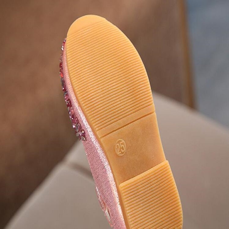 Children Leather Shoes Girls Princess Rhinestones Single Shoes Children Non-slip Dance Shoes, Size:28Yards(Silver)