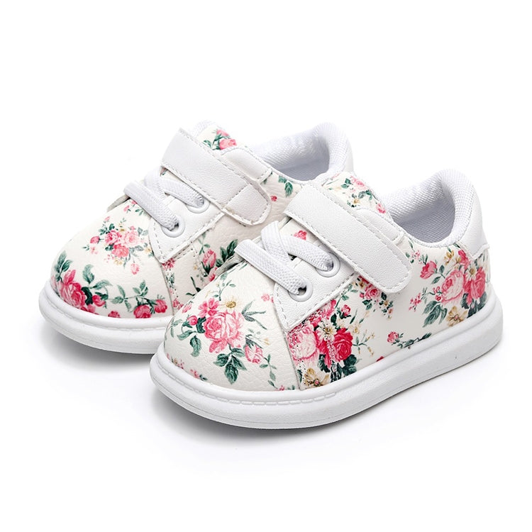Cute Baby Shoes Soft Toddler Moccasins Pink Flower Sneakers Sport Shoes, Shoe Size: 23(white)