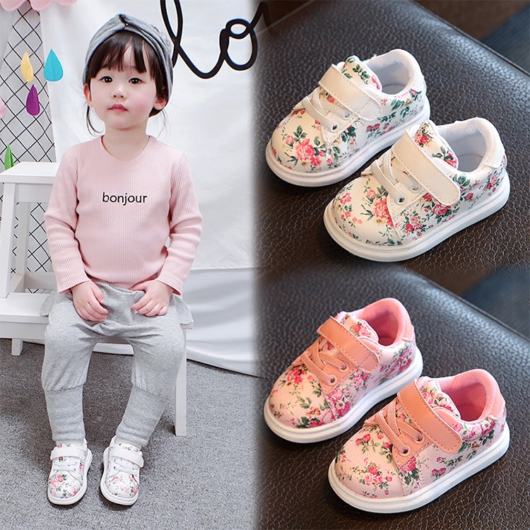 Cute Baby Shoes Soft Toddler Moccasins Pink Flower Sneakers Sport Shoes, Shoe Size: 23(white)