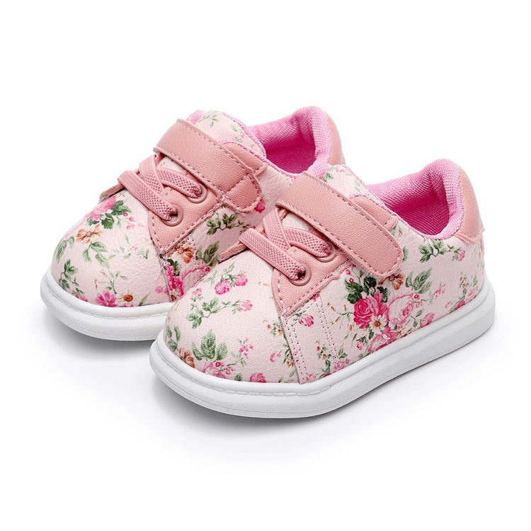 Cute Baby Shoes Soft Toddler Moccasins Pink Flower Sneakers Sport Shoes, Shoe Size: 24