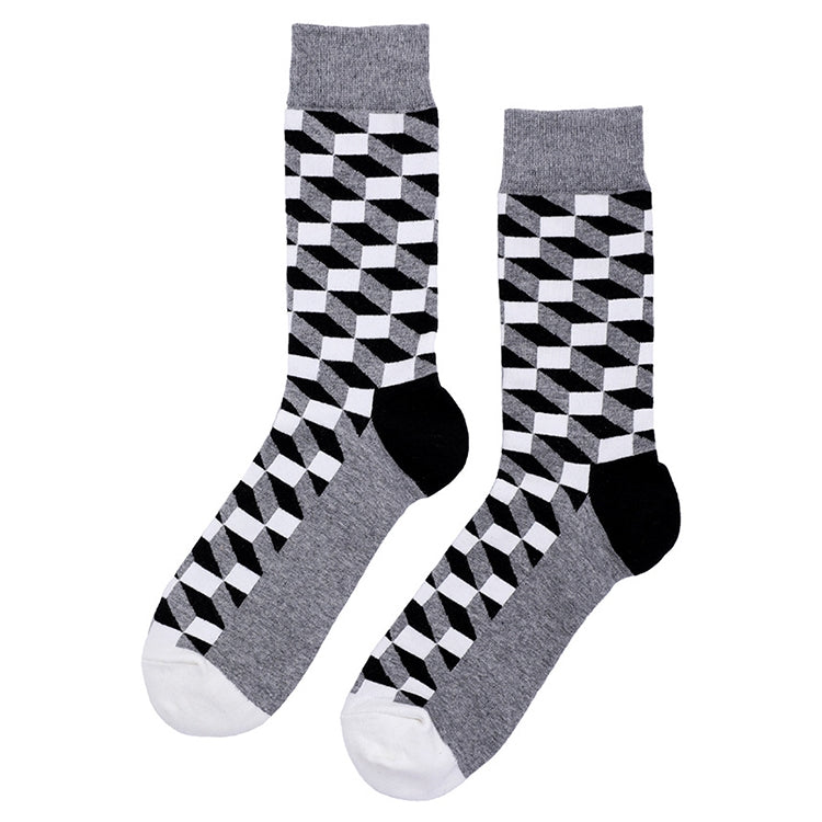 Personality Fashion Couple Socks Plaid Cotton Tube Socks, Size:One Size