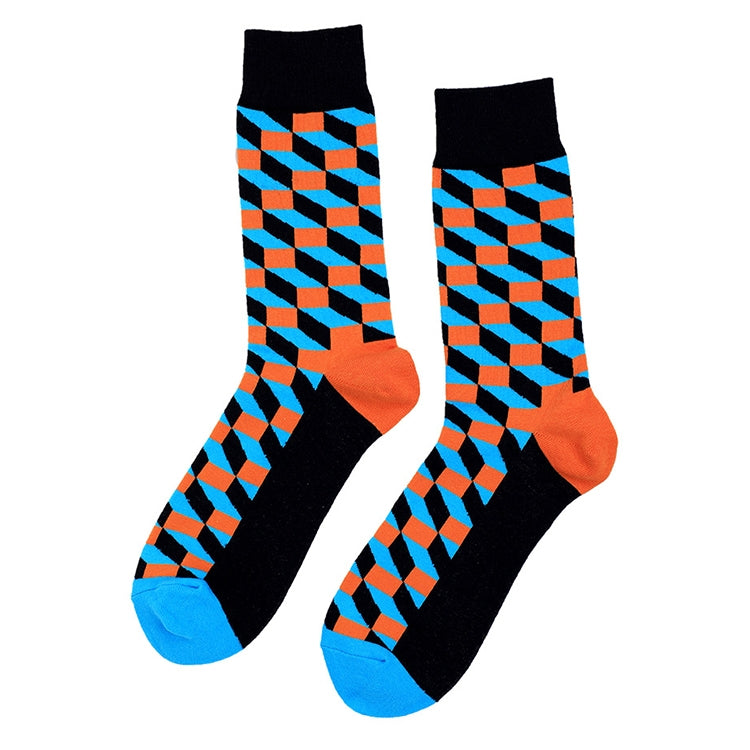 Personality Fashion Couple Socks Plaid Cotton Tube Socks, Size:One Size