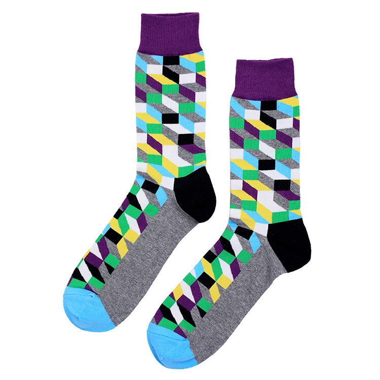 Personality Fashion Couple Socks Plaid Cotton Tube Socks, Size:One Size
