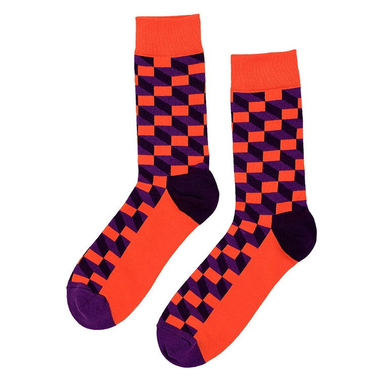 Personality Fashion Couple Socks Plaid Cotton Tube Socks, Size:One Size