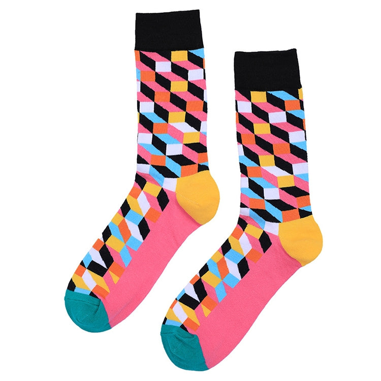 Personality Fashion Couple Socks Plaid Cotton Tube Socks, Size:One Size