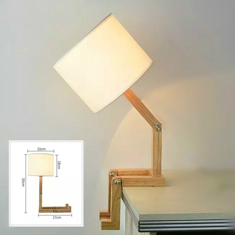 Creative Personality Small Robot Shaped Lighting Fashion Home Bedroom Bedside Wooden Table Lamp