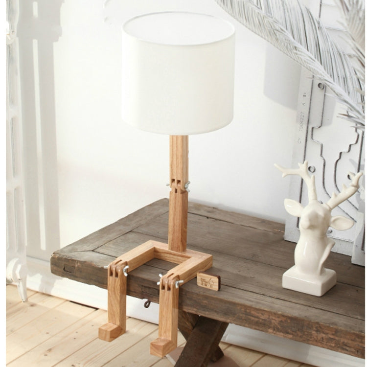 Creative Personality Small Robot Shaped Lighting Fashion Home Bedroom Bedside Wooden Table Lamp
