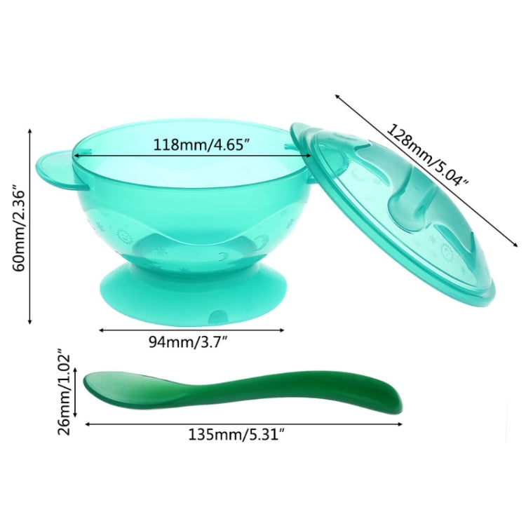 3 PCS Baby Non-Slip Double Ear Suction Wall With Lid With Spoon Training Bowl
