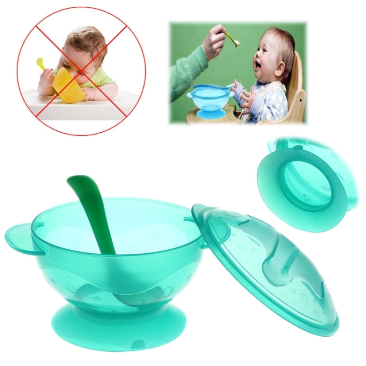 3 PCS Baby Non-Slip Double Ear Suction Wall With Lid With Spoon Training Bowl