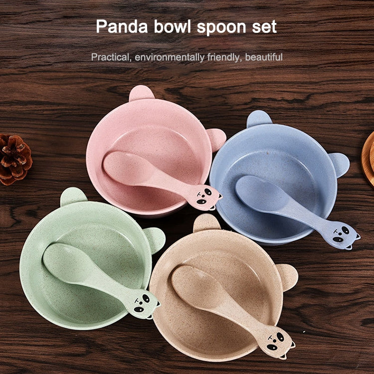 Cartoon Panda Wheat Straw Tableware Set