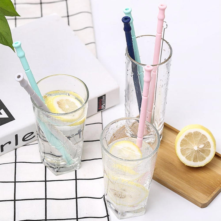 2 Sets Foldable Silicone Straw with Carrying Case & Cleaning Brush, Random Color Delivery