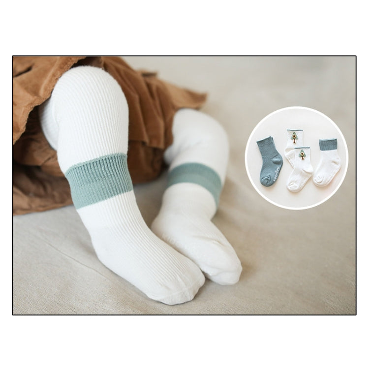 3 Pairs Cotton Non-Slip Double Needles Loose Mouth Plain Baby Socks, Size:S