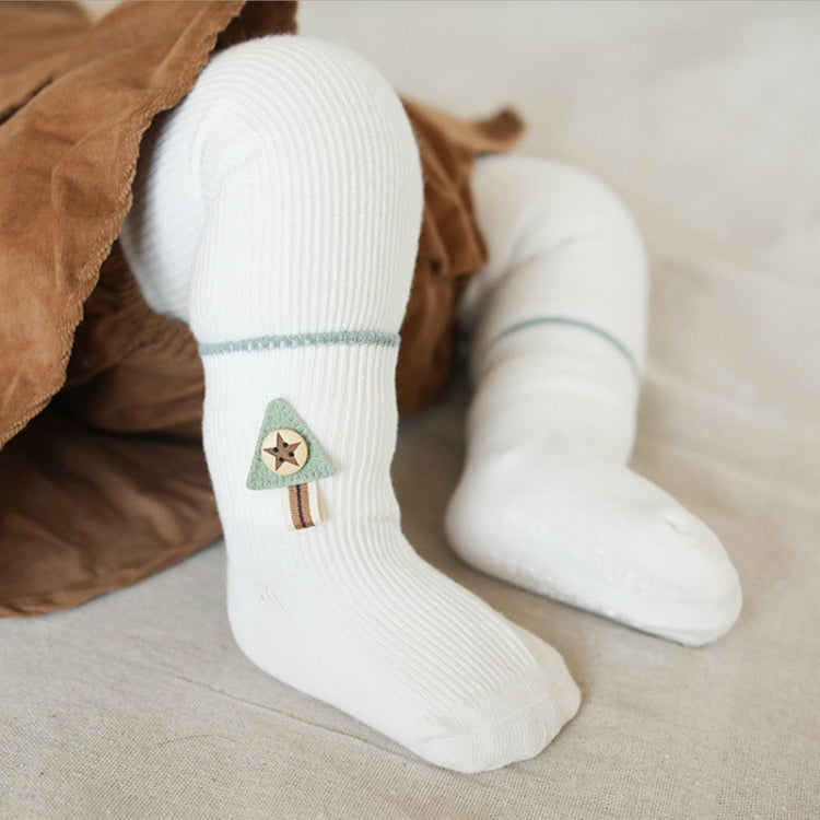 3 Pairs Cotton Non-Slip Double Needles Loose Mouth Plain Baby Socks, Size:S