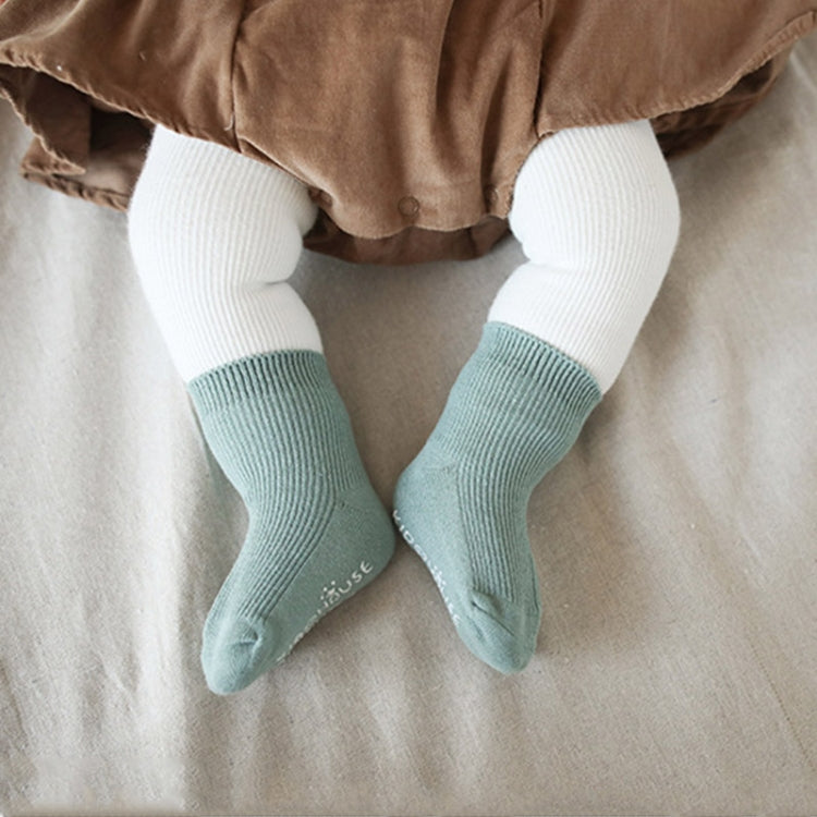 3 Pairs Cotton Non-Slip Double Needles Loose Mouth Plain Baby Socks, Size:S