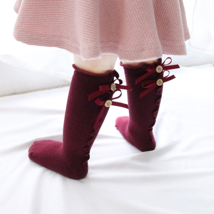 Baby Cute High Knee Fungus Lace Bow Socks, Size:S