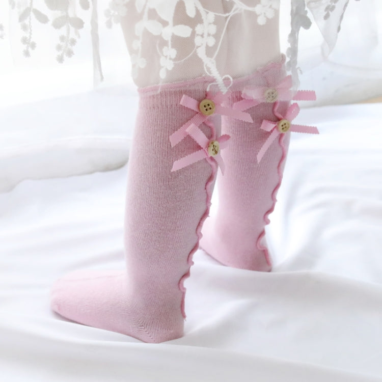 Baby Cute High Knee Fungus Lace Bow Socks, Size:S