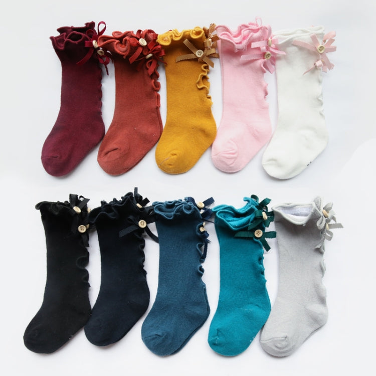 Baby Cute High Knee Fungus Lace Bow Socks, Size:S