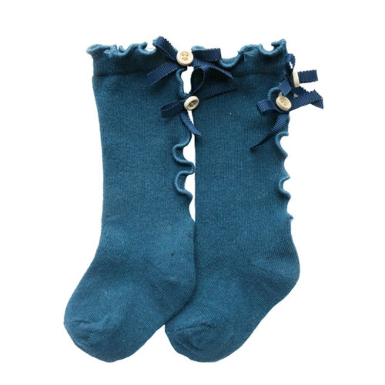 Baby Cute High Knee Fungus Lace Bow Socks, Size:M