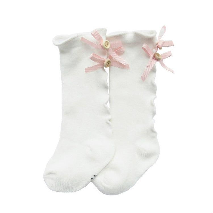 Baby Cute High Knee Fungus Lace Bow Socks, Size:L
