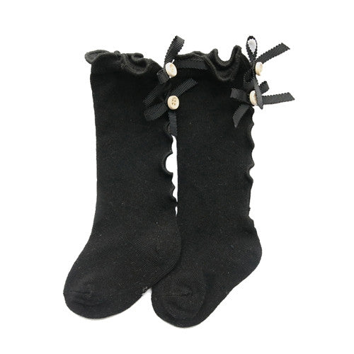 Baby Cute High Knee Fungus Lace Bow Socks, Size:XL
