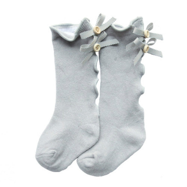 Baby Cute High Knee Fungus Lace Bow Socks, Size:XL