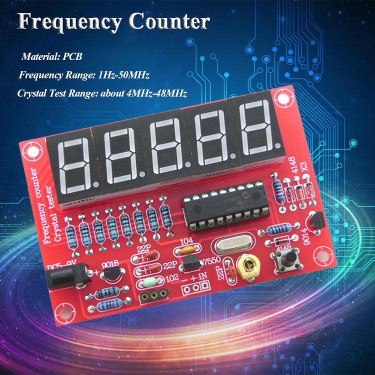 1Hz-50MHz Frequency Measurement Meter Crystal Measure Five Digital Tube Display Board DIY Kit