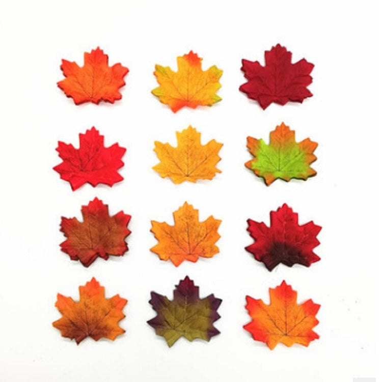 100 PCS Artificial Maple Leaves Artificial Plants Weddings Events Decoration, Random Color Delivery