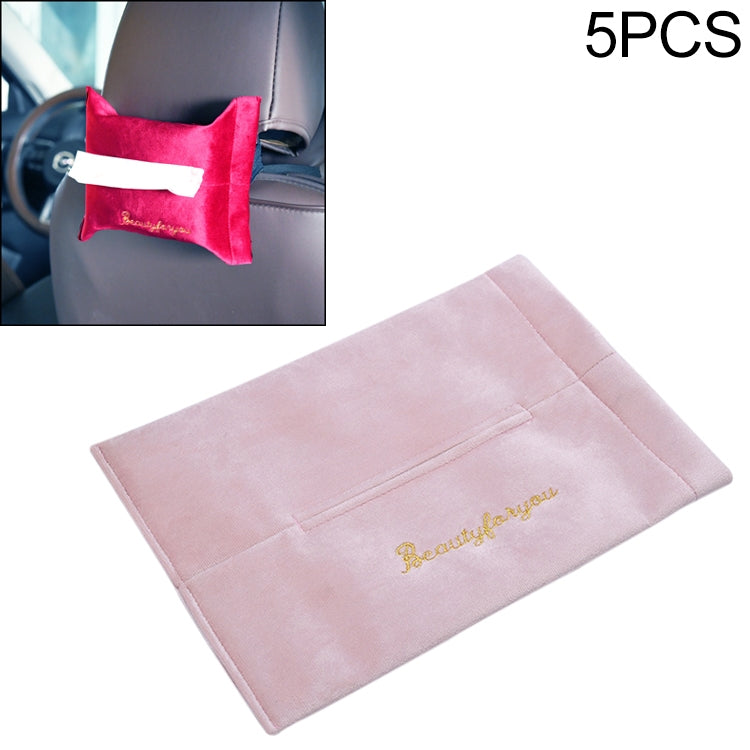 5 PCS Car Velvet Embroidered Tissue Box Storage Bag