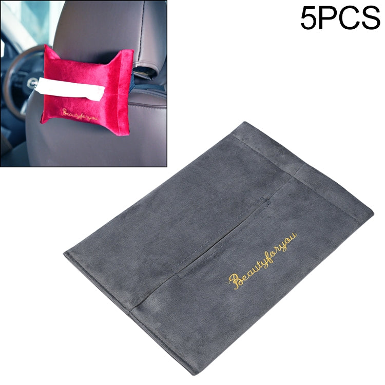 5 PCS Car Velvet Embroidered Tissue Box Storage Bag