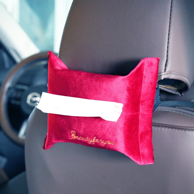 5 PCS Car Velvet Embroidered Tissue Box Storage Bag