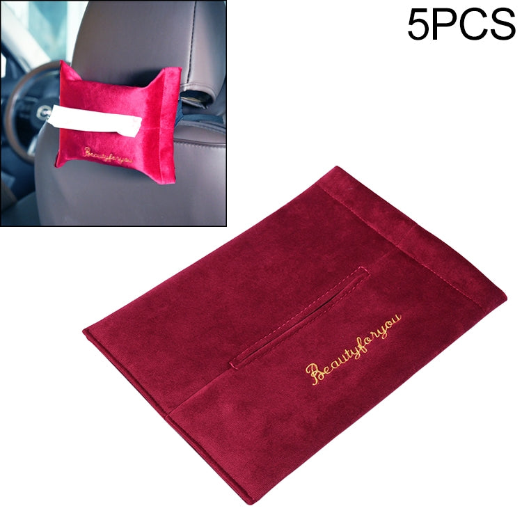 5 PCS Car Velvet Embroidered Tissue Box Storage Bag