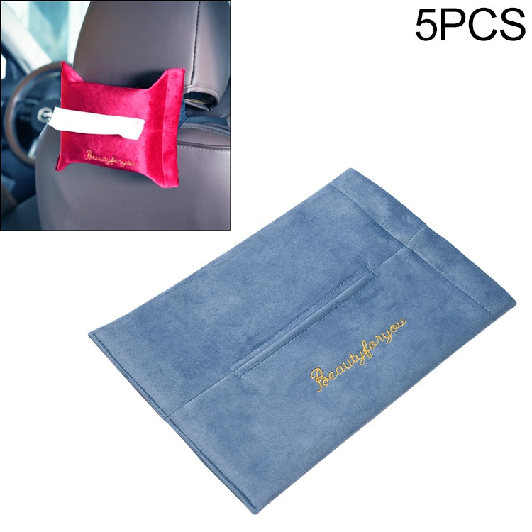 5 PCS Car Velvet Embroidered Tissue Box Storage Bag