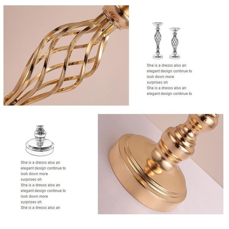 Gold Plated Wrought Iron Candlestick Window Wedding Props Decoration, Size:40cm