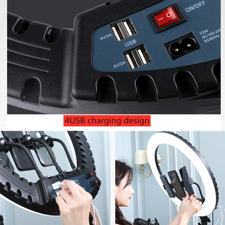 HQ-21N 21 inch 52.5cm LED Ring Vlogging Photography Video Lights Kits with Remote Control & Phone Clamp & 2.1m Tripod Mount, EU Plug