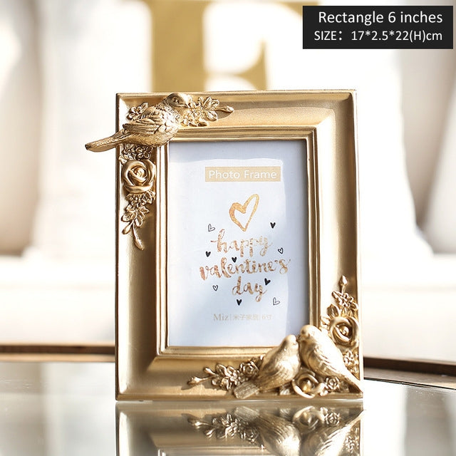 Elegant Bird Decor Picture Frame Royal Style Home Decoration, Color:Rectangle 6 inch