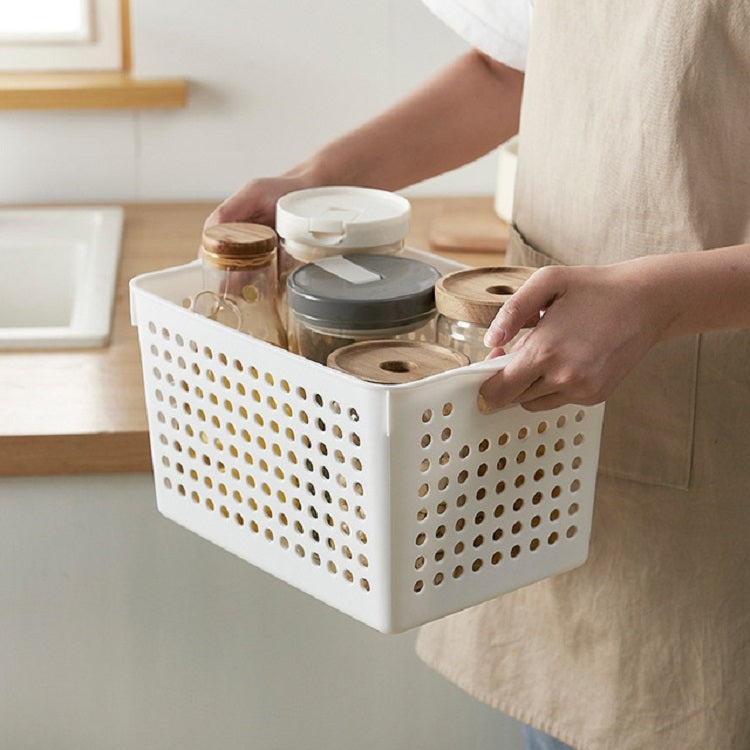3 PCS Kitchen Storage Basket Desktop Debris Storage and Management Basket, Size:Large(White)