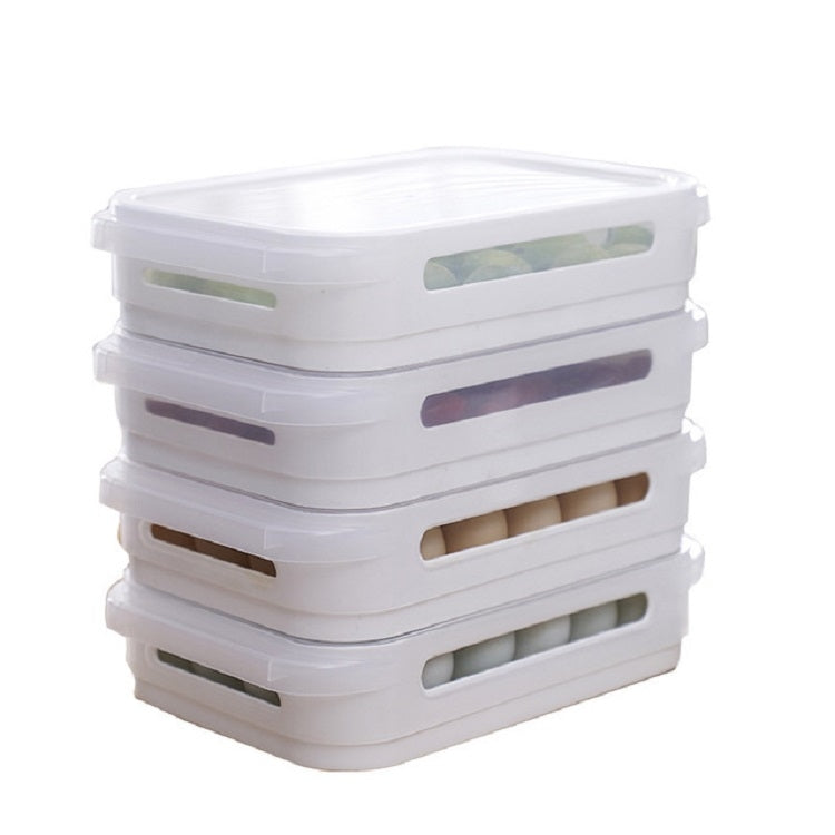 Refrigerator Egg Box Egg Fresh Storage Box Household Egg Bracket with Lid(White)