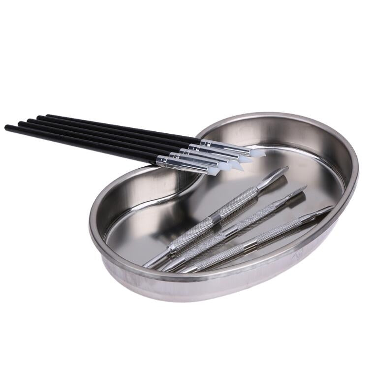 2 PCS Dental Stainless Steel Tools Storage Tray Nail Tattoo Device Supplies Storage Case Kitchen Tools, Size:Medium 19.5x13.5x2.5cm(Waist Plate)