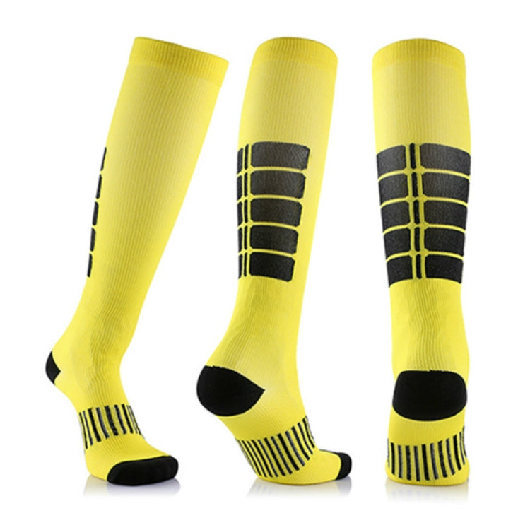 Unisex Sports Stockings Running Cycling Socks Compression Socks, Color:Yellow, Size:L / XL