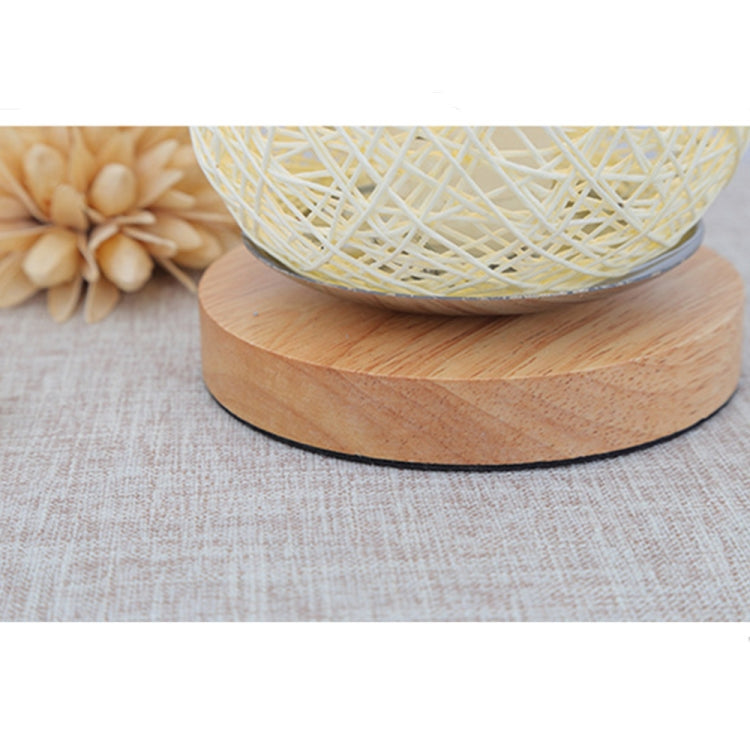 USB Wood Rattan Twine Ball Lights Table Lamp Room Home Art Decorative Desk Light