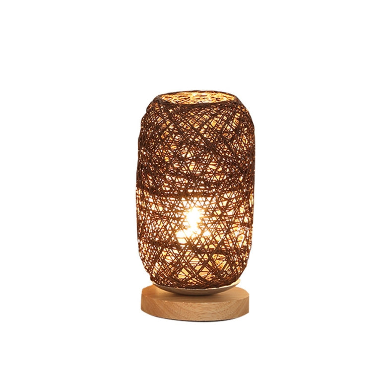 USB Wood Rattan Twine Ball Lights Table Lamp Room Home Art Decorative Desk Light